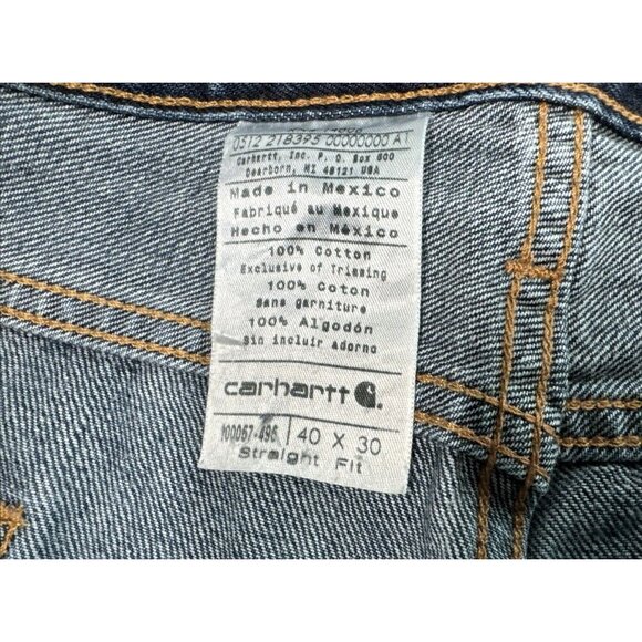 Carhartt Jeans Mens 40 Blue Denim Straight Fit Relaxed Work Pants 40x30 - Picture 4 of 11